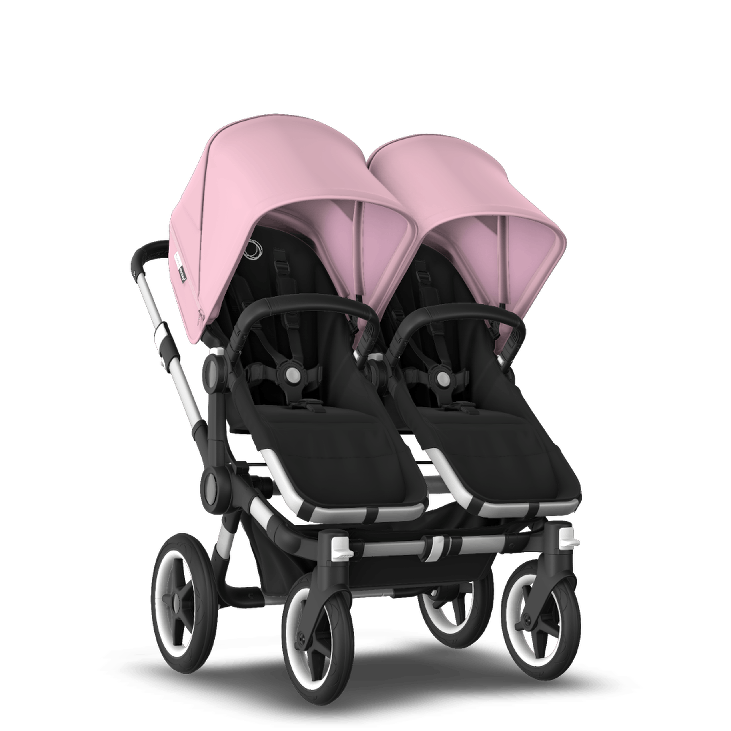 Bugaboo Donkey 3 Twin seat and bassinet stroller soft pink sun canopy, black fabrics, aluminium base - Thumbnail Slide 5 of 9