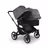 Bugaboo Donkey 5 Duo double stroller graphite base, midnight black fabrics, grey mélange sun canopy - Thumbnail Slide 1 of 11
