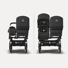 PP Bugaboo Donkey 5 Mono bassinet and seat stroller black base, midnight black fabrics, forest green sun canopy