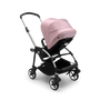 Bugaboo Bee 6 seat stroller soft pink sun canopy, black fabrics, aluminium base