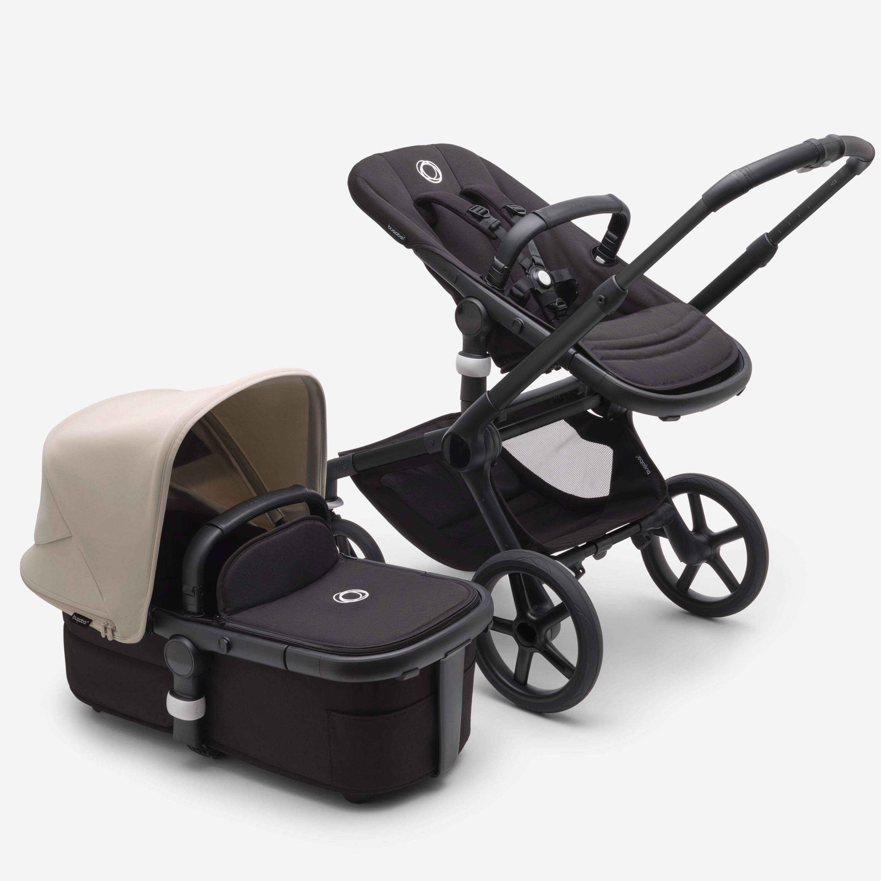 Bugaboo Fox 5 2-in-1 stroller black base, midnight black fabrics, desert taupe sun canopy - Main Modal Image Slide 1 of 13