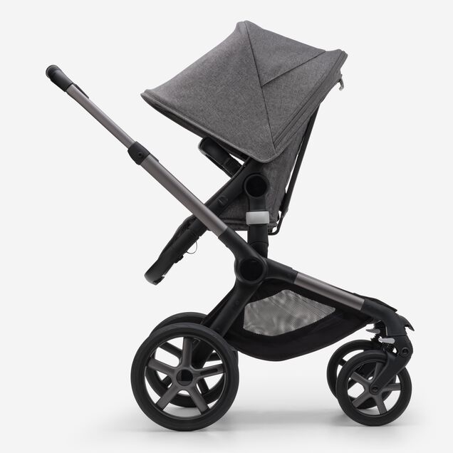 Bugaboo Fox 5 bassinet and seat stroller graphite base, grey melange fabrics, grey melange sun canopy - Main Image Slide 5 of 9