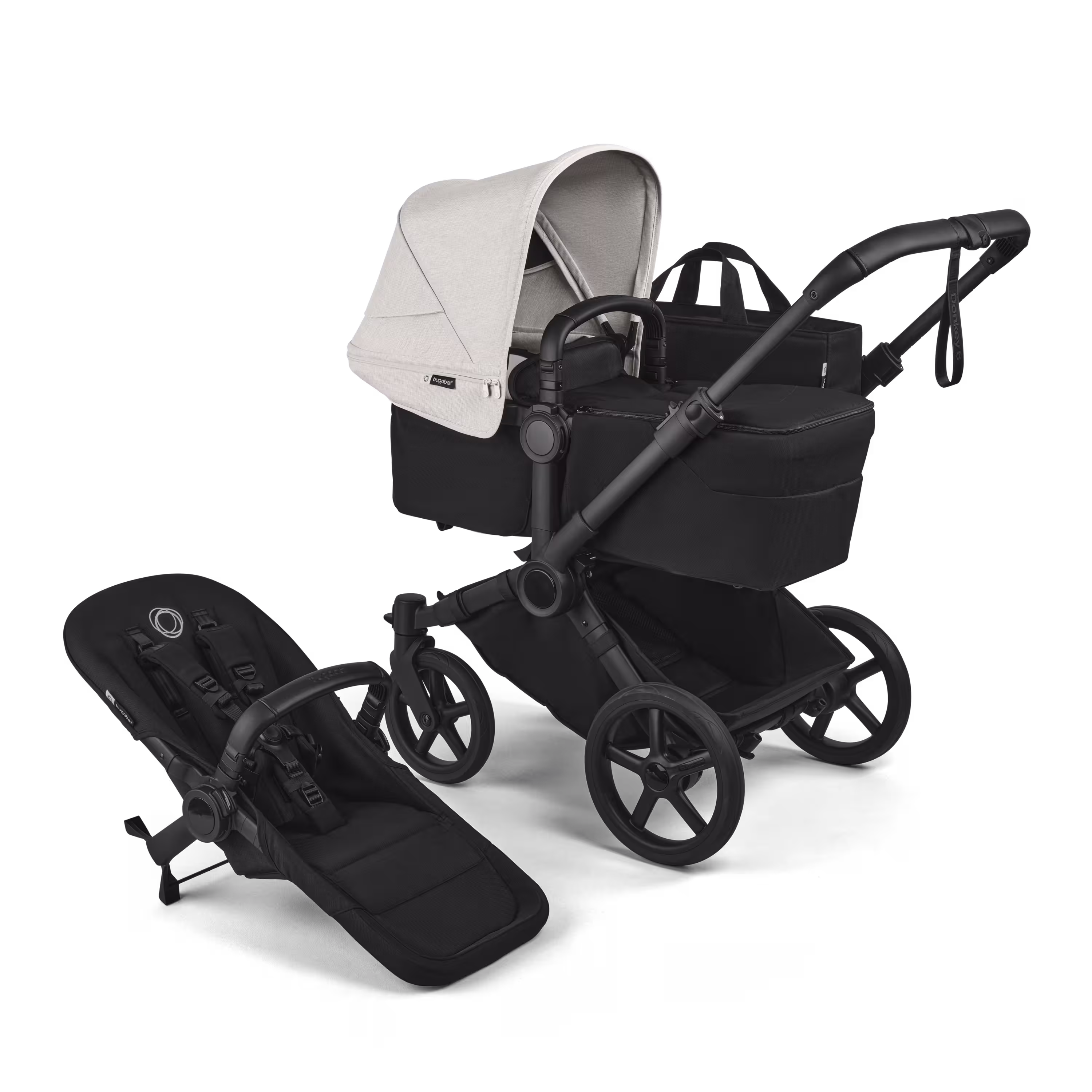 Bugaboo Donkey 6 2-in-1 stroller black base, heritage black fabrics, misty white sun canopy - Main Modal Image Slide 1 of 9