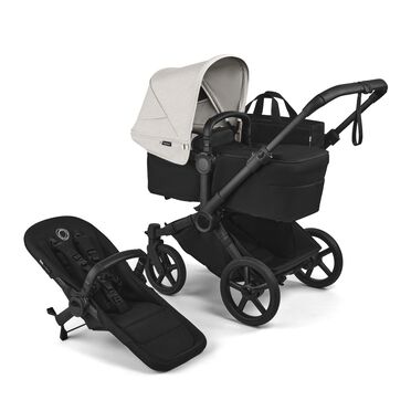 Bugaboo Donkey 6 2-in-1  stroller black base, heritage black fabrics, misty white sun canopy view 1