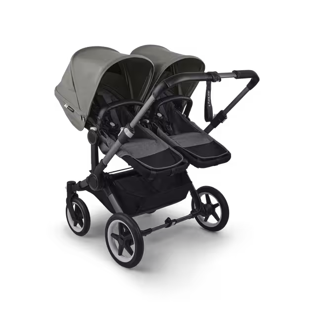 Bugaboo Donkey 5 twin stroller graphite base, grey mélange fabrics, forest green sun canopy - Main Image Slide 3 of 12