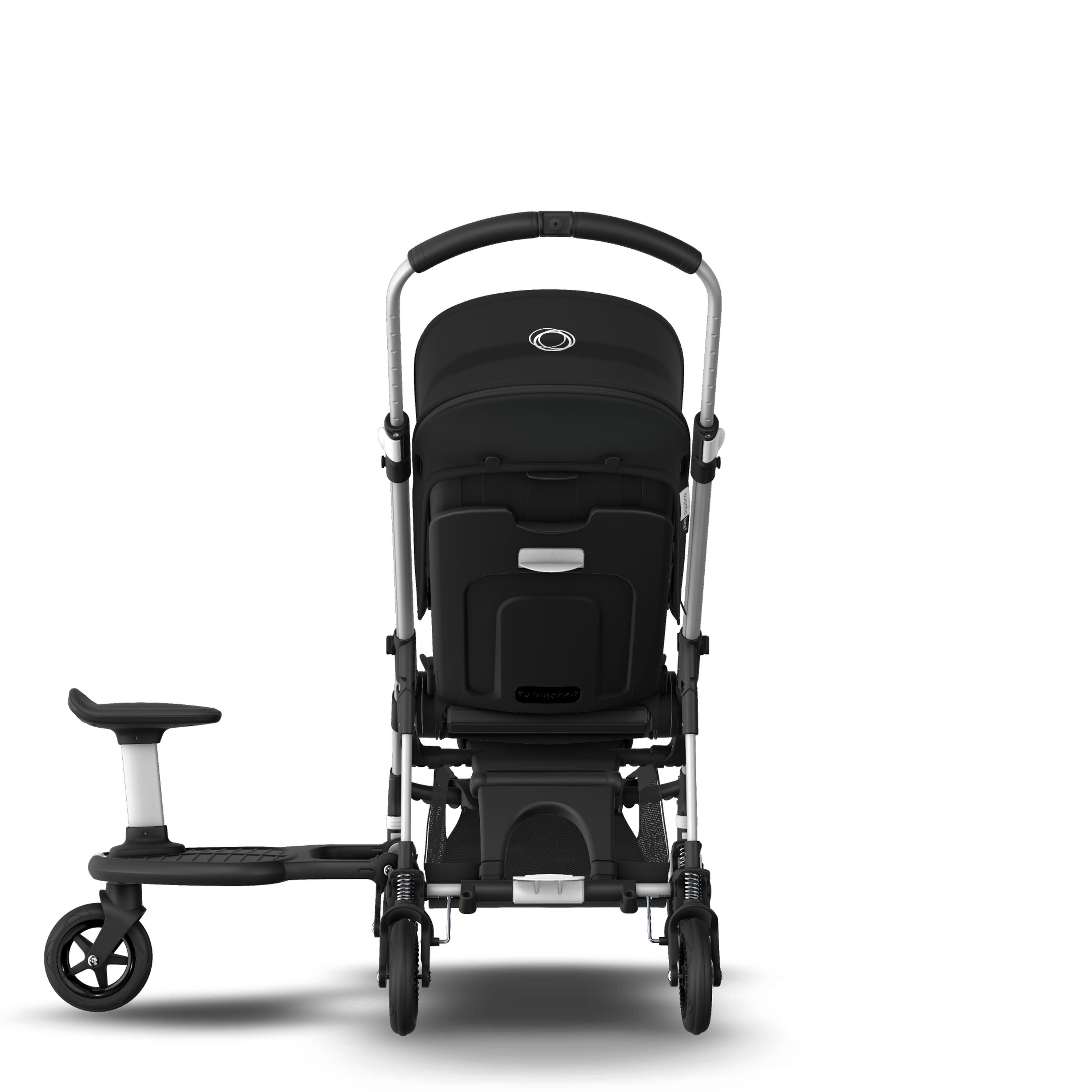 Bugaboo Bee5 Carrito con silla y patinete acoplado Capota negra, fundas  negras, chasis de aluminio