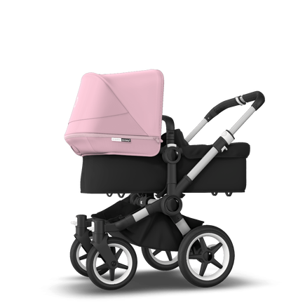 Bugaboo Donkey 3 Mono seat and bassinet stroller soft pink sun canopy, black fabrics, aluminium base - view 2