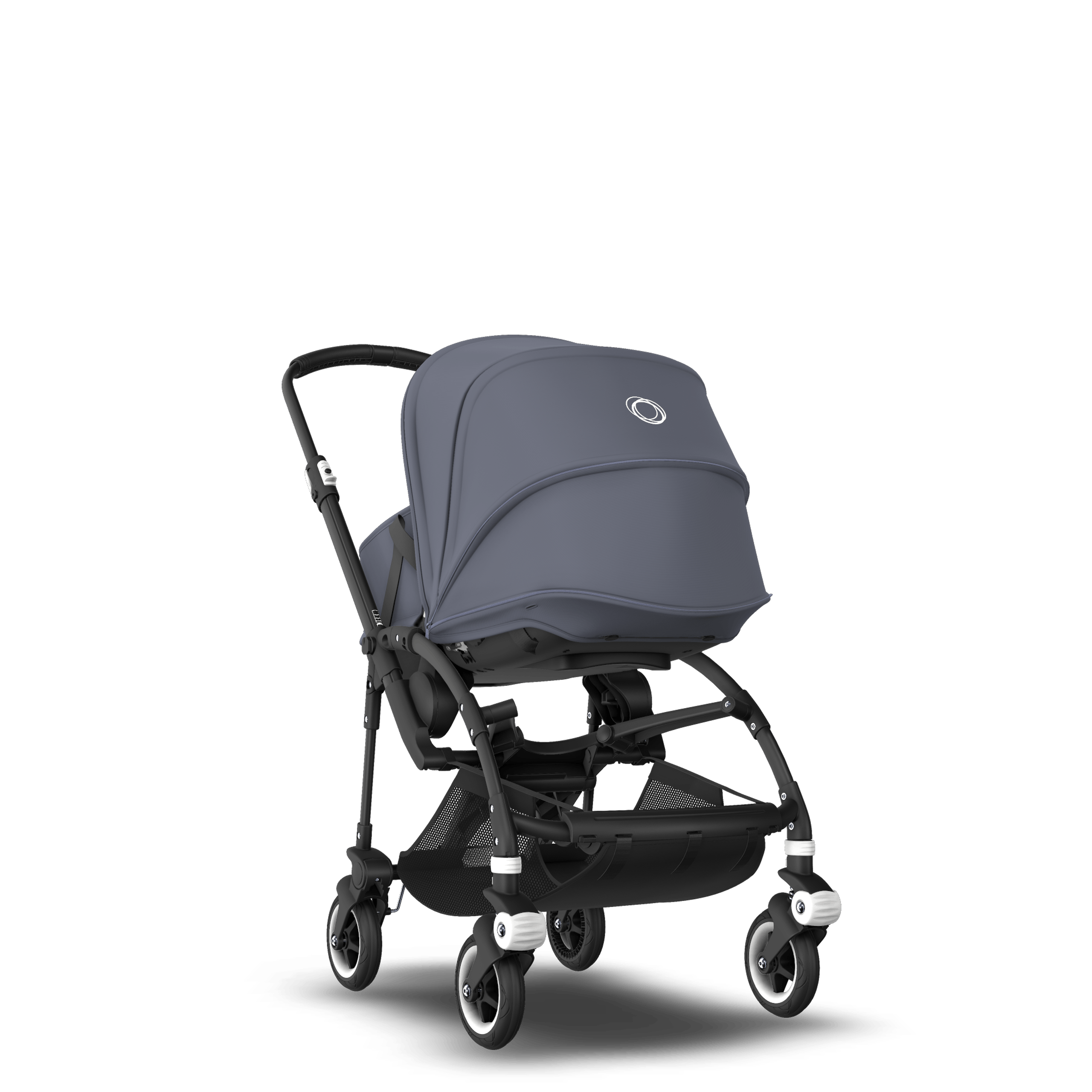 Bugaboo Bee 5 seat and bassinet stroller steel blue sun canopy, steel blue fabrics, black base - Thumbnail Slide 1 of 6