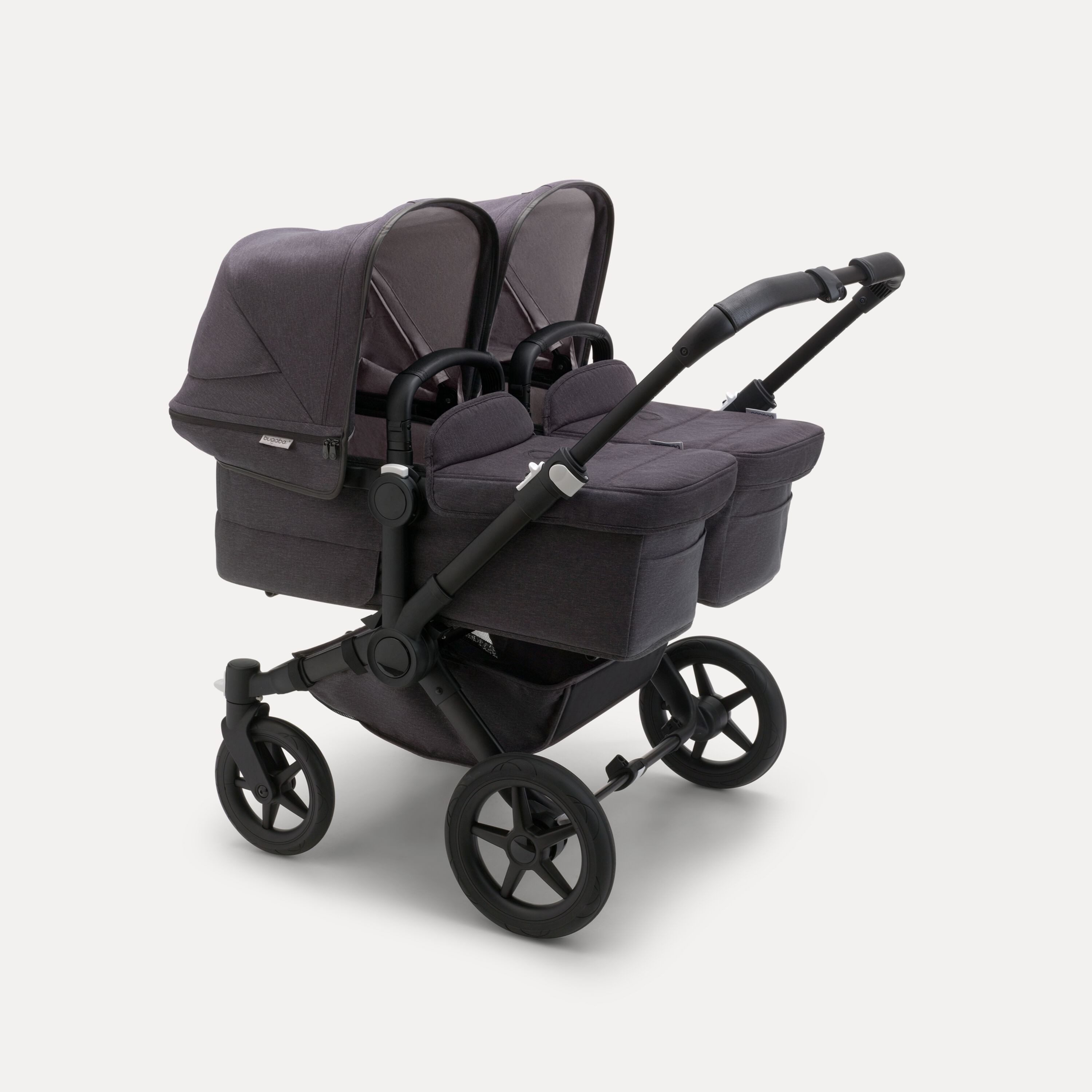 Bugaboo Donkey 5 twin stroller black base, mineral washed black fabrics, mineral washed black sun canopy - Main Modal Image Slide 1 of 10