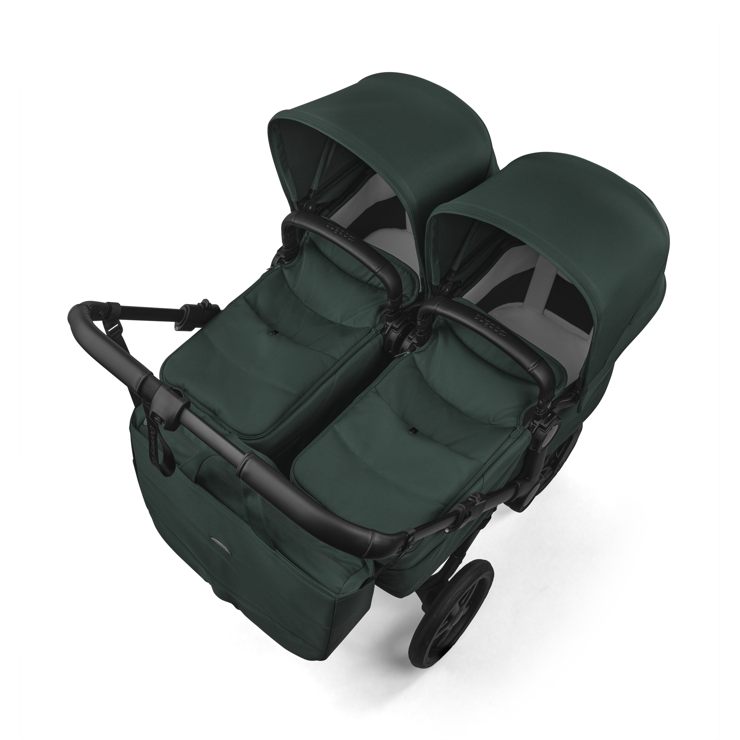 Bugaboo Donkey 6 twin stroller black base, fern green fabrics, fern green sun canopy - Thumbnail Slide 3 of 9