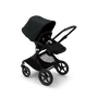 Bugaboo Fox 3 Sitz-Kinderwagen mit schwarzem Rahmen, schwarzem Stoff und schwarzem Sonnendach. - Thumbnail Slide 6 of 7