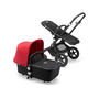 Bugaboo Cameleon 3 Plus seat and bassinet stroller red sun canopy, black fabrics, black base