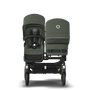 Bugaboo Donkey 5 Duo bassinet and seat stroller black base, forest green fabrics, forest green sun canopy - Thumbnail Slide 2 of 12