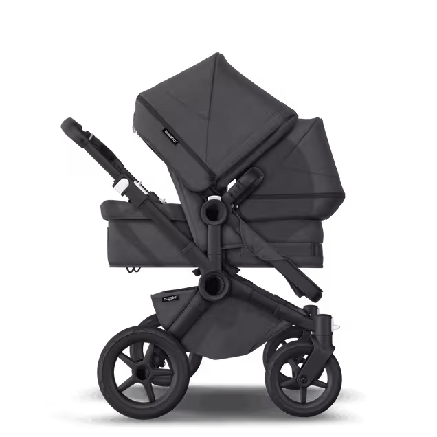Bugaboo Donkey 5 Duo double stroller black base, mineral washed black fabrics, mineral washed black sun canopy - Main Image Slide 3 of 10