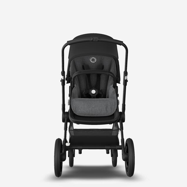 Bugaboo Fox 2 seat and bassinet stroller black sun canopy, grey melange fabrics, black base - Main Image Slide 7 of 10