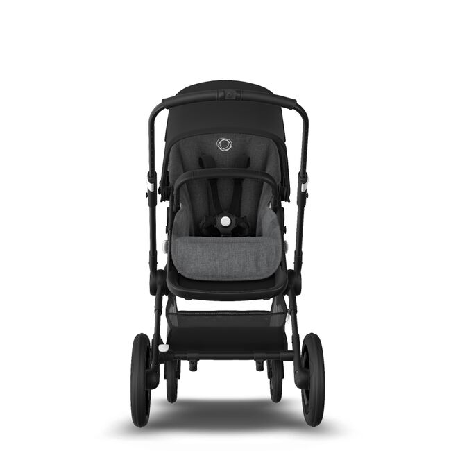 Bugaboo Fox 2 seat and bassinet stroller black sun canopy, grey melange fabrics, black base - Main Image Slide 7 van 10