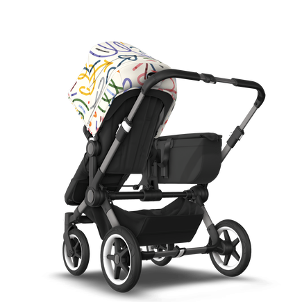 Bugaboo Donkey 5 Mono bassinet and seat stroller graphite base, midnight black fabrics, art of discovery white sun canopy - view 2