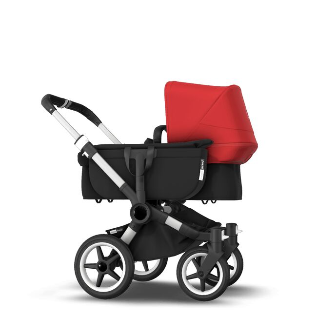 Bugaboo Donkey 3 Mono seat and bassinet stroller red sun canopy, black fabrics, aluminium base - Main Image Slide 4 van 10