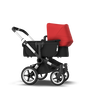 Bugaboo Donkey 3 Mono seat and bassinet stroller red sun canopy, black fabrics, aluminium base - Thumbnail Slide 4 of 10