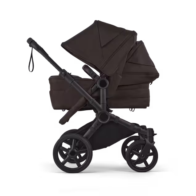 Bugaboo Donkey 6 double pram black base, cocoa brown fabrics, cocoa brown sun canopy - Main Image Slide 3 of 10