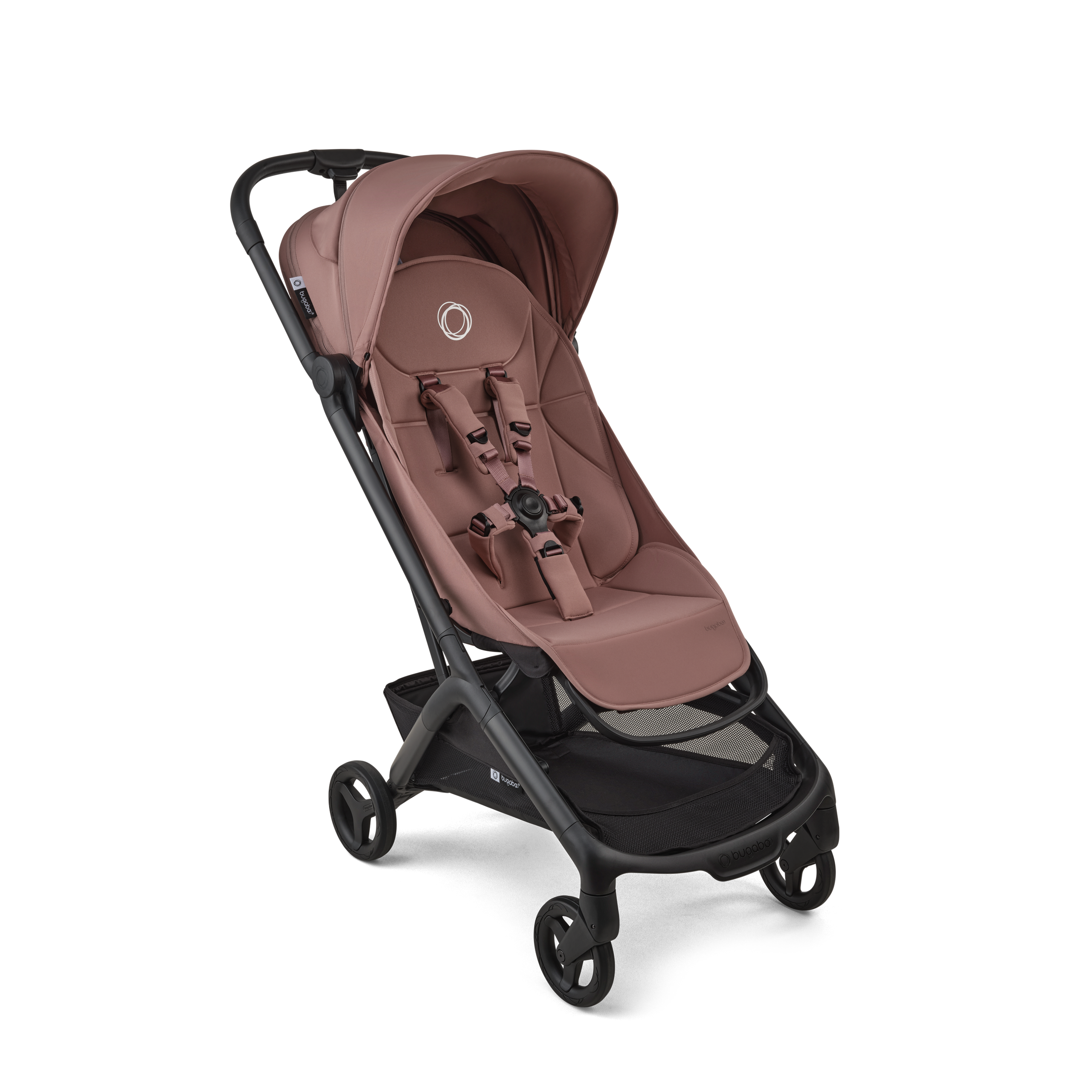 Bugaboo Butterfly 2 travel stroller black base, dusty pink fabrics, dusty pink sun canopy  - Thumbnail Slide 1 of 8