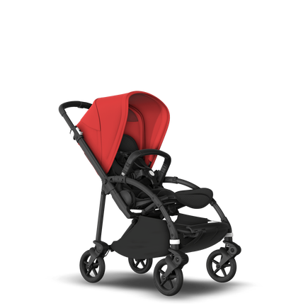 Bugaboo Bee 6 seat stroller red sun canopy, black fabrics, black base - view 1