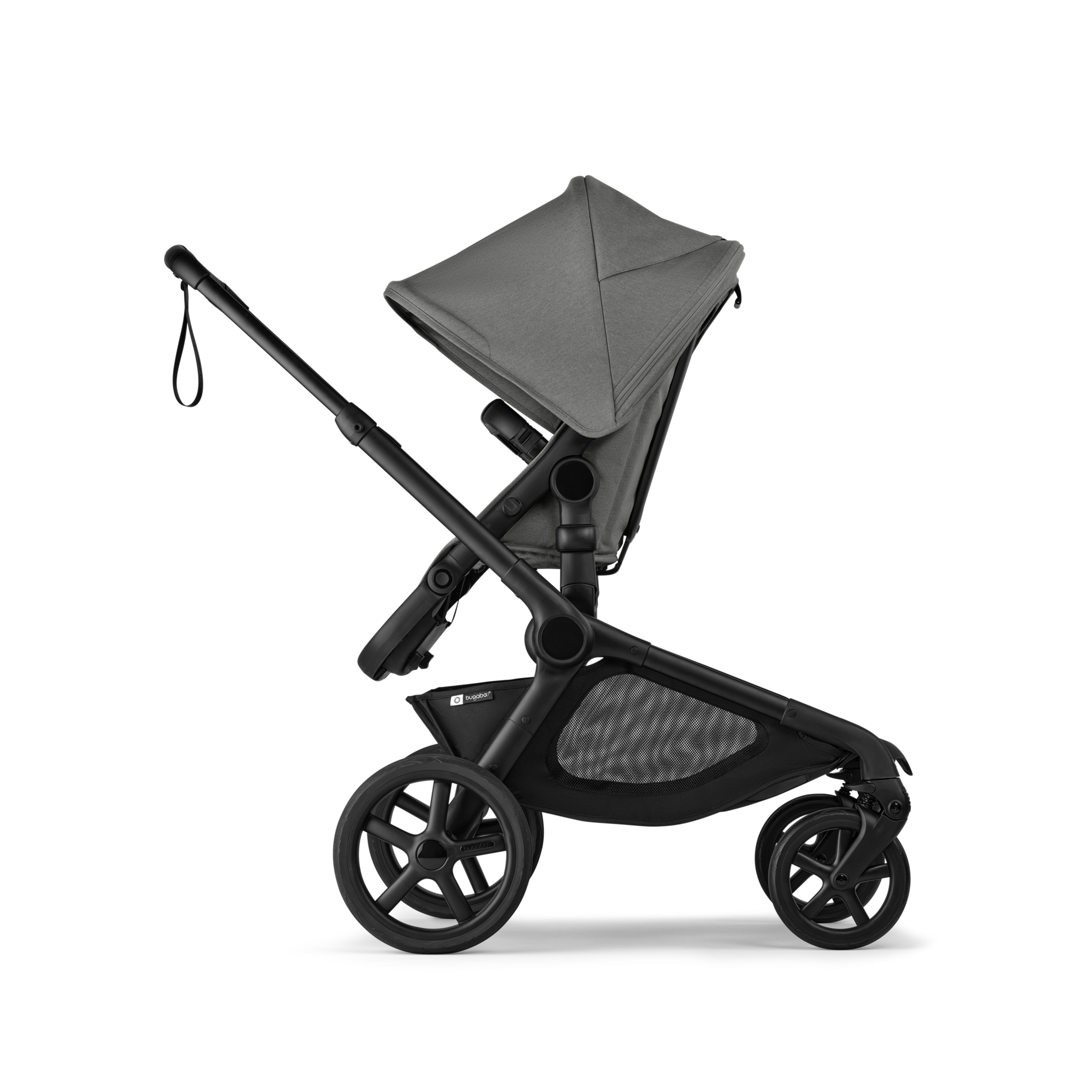 Bugaboo Kangaroo 2-in-1 pram black base, moon grey fabrics, moon grey sun canopy - Thumbnail Slide 4 of 18