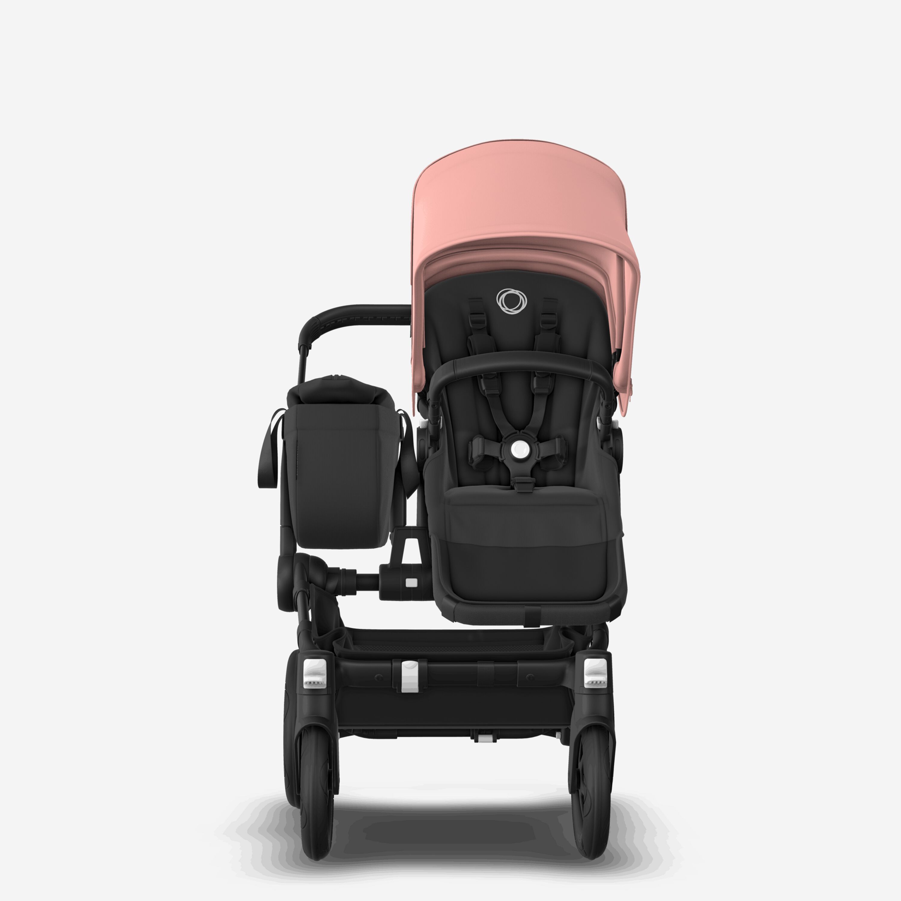 Bugaboo Donkey 5 Mono 2-in-1 stroller black base, midnight black fabrics, morning pink sun canopy - Main Modal Image Slide 2 of 11