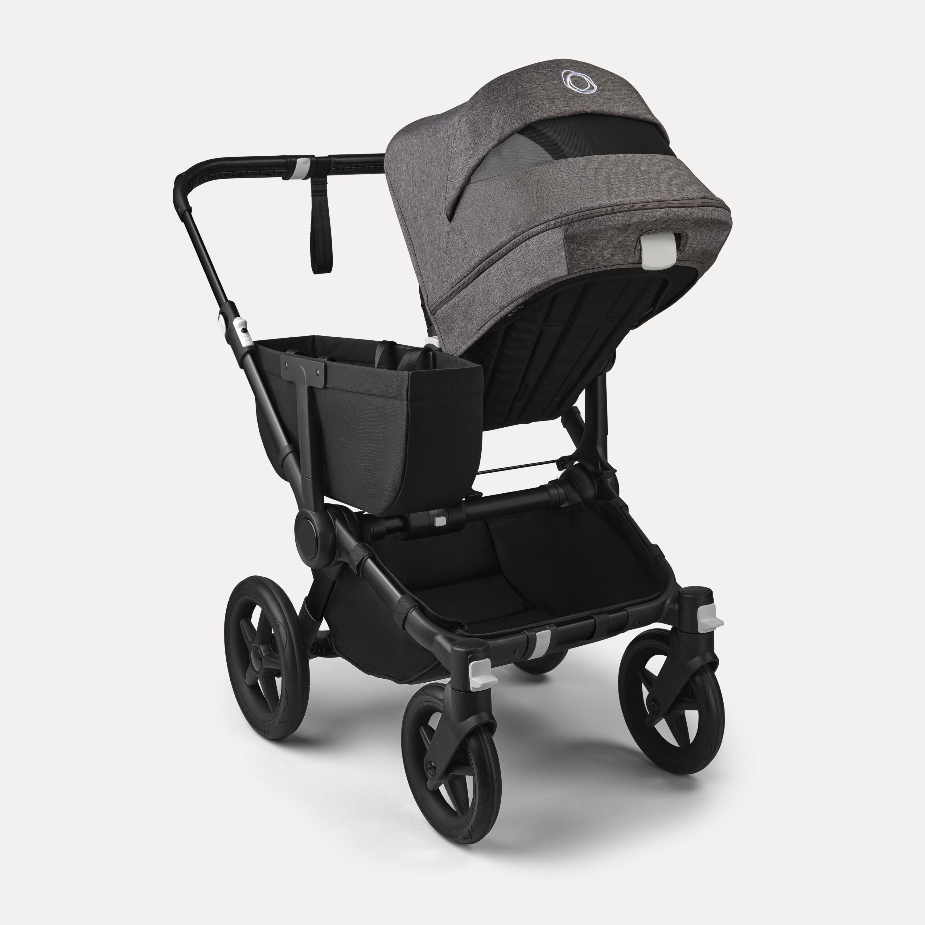 PP Bugaboo Donkey 5 Mono bassinet and seat stroller black base, midnight black fabrics, grey mélange sun canopy - Main Modal Image Slide 4 of 4
