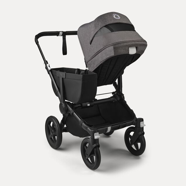 PP Bugaboo Donkey 5 Mono bassinet and seat stroller black base, midnight black fabrics, grey mélange sun canopy - Main Image Slide 4 of 4