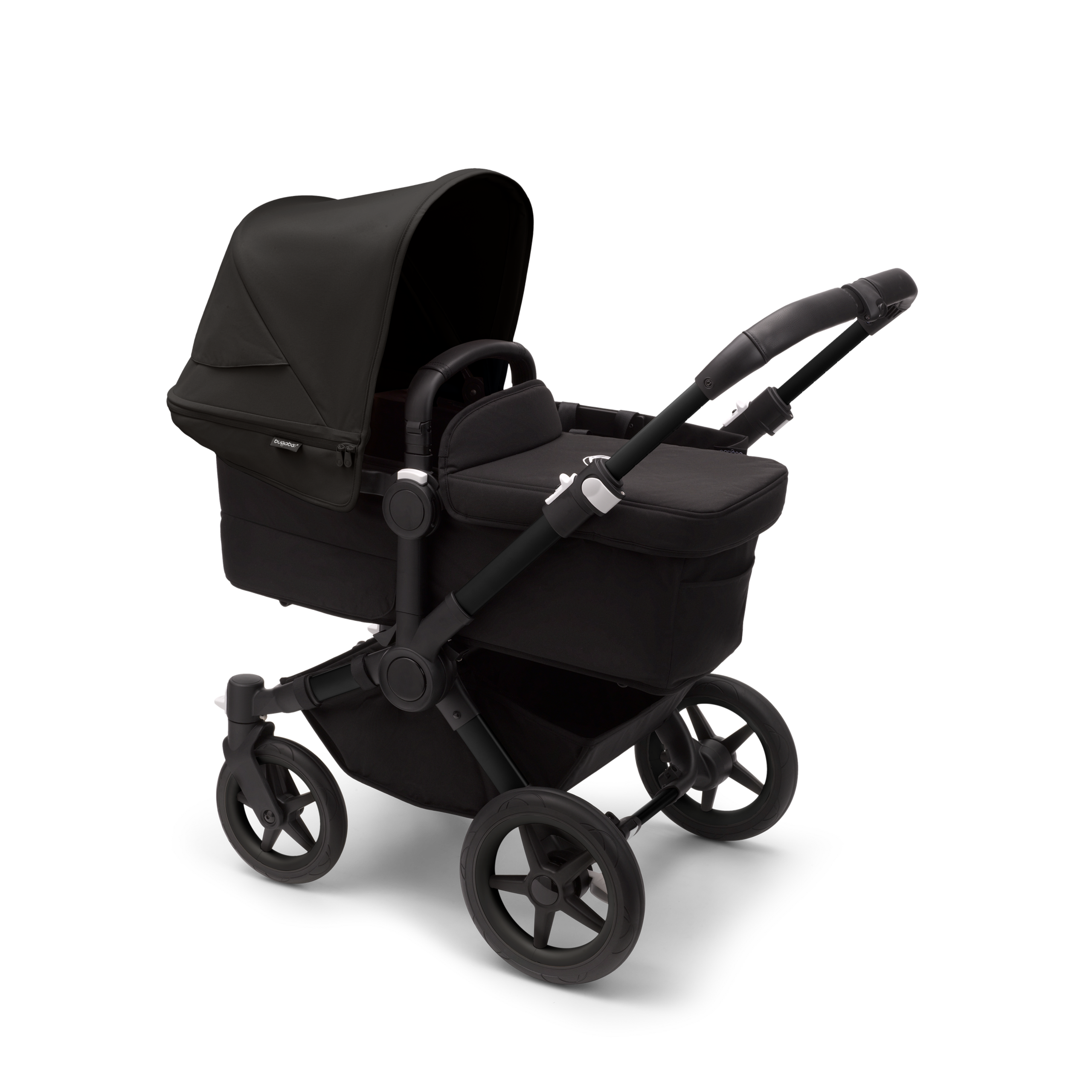 PP Bugaboo Donkey 5 Mono bassinet and seat stroller black base, midnight black fabrics, midnight black sun canopy - Thumbnail Slide 4 of 7