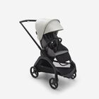 Passeggino Bugaboo Dragonfly con seduta e telaio black, tessuti grey melange e cappottina misty white.