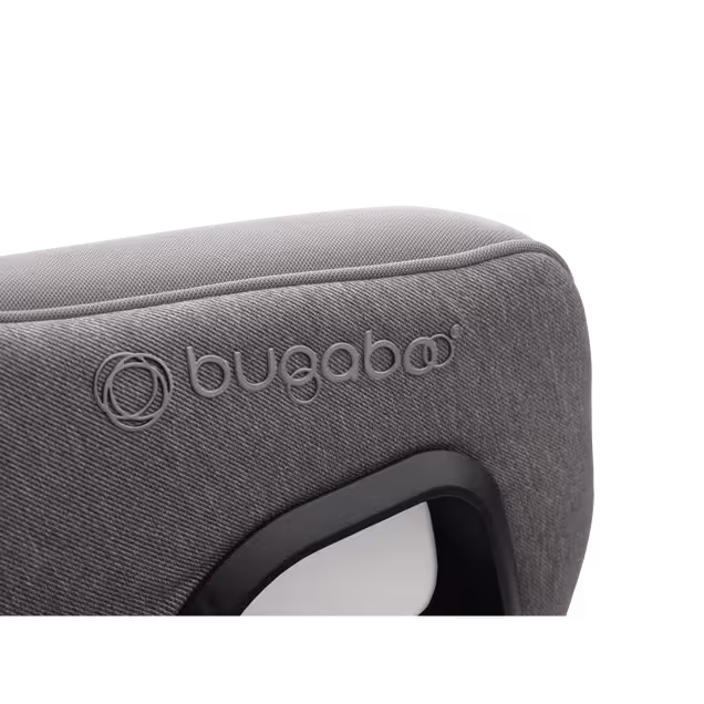 Close up of the embossed Bugaboo logo on the Bugaboo Owl by Nuna car seat in grey fabrics. - Main Image Slide 10 of 11