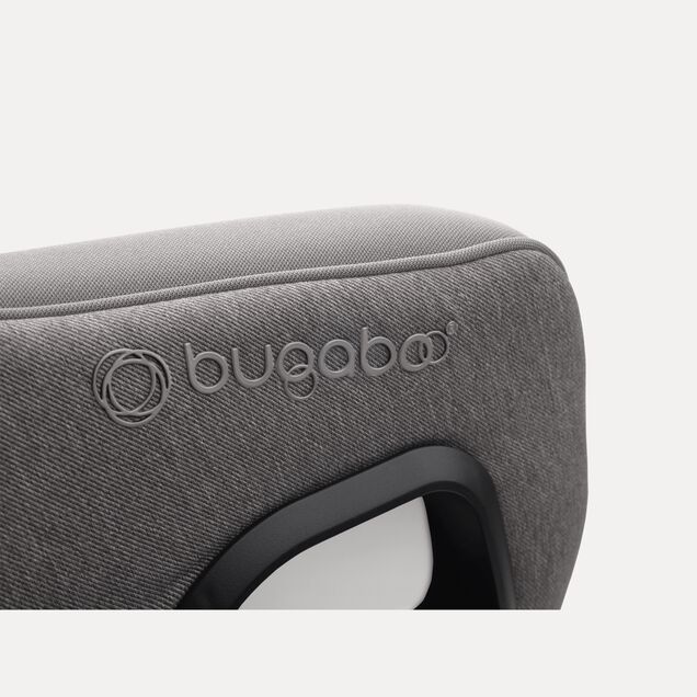Close up of the embossed Bugaboo logo on the Bugaboo Owl by Nuna car seat in grey fabrics. - Main Image Slide 10 of 11