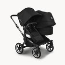 Bugaboo Donkey 5 Duo double stroller graphite base, midnight black fabrics, midnight black sun canopy