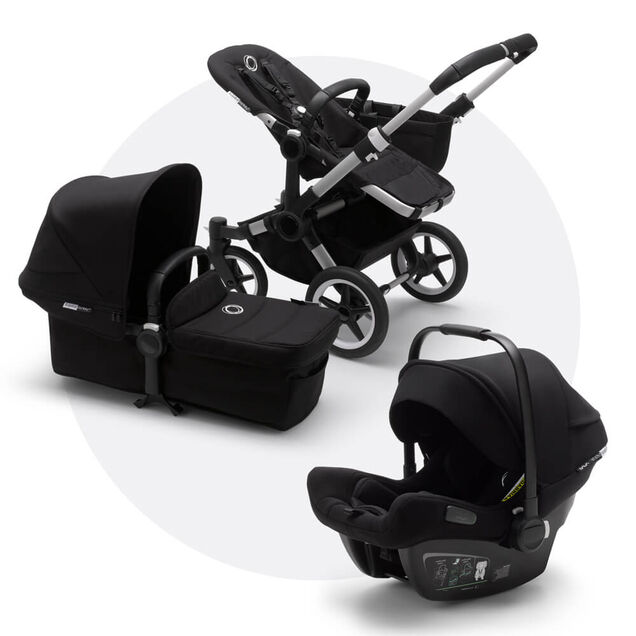 Bugaboo Donkey 3 Mono travel system black sun canopy, black fabrics, aluminium base - Main Image Slide 1 of 15