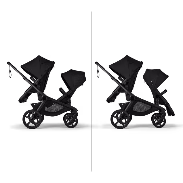 Bugaboo Kangaroo tandem stroller black base, moon grey fabrics, moon grey sun canopy - Main Image Slide 20 of 20