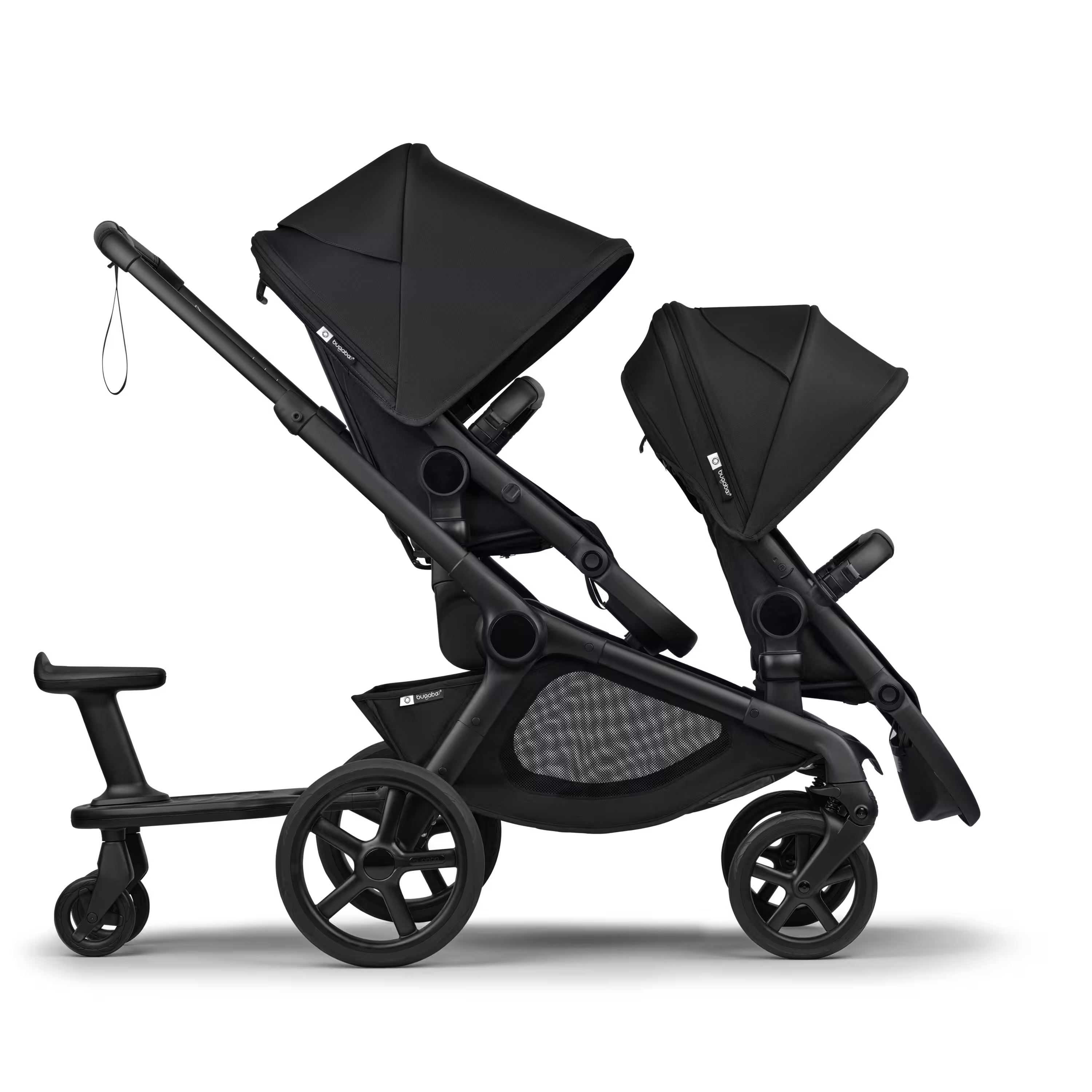 Bugaboo Kangaroo tandem pram black base, forest green fabrics, forest green sun canopy - Main Modal Image Slide 5 of 12