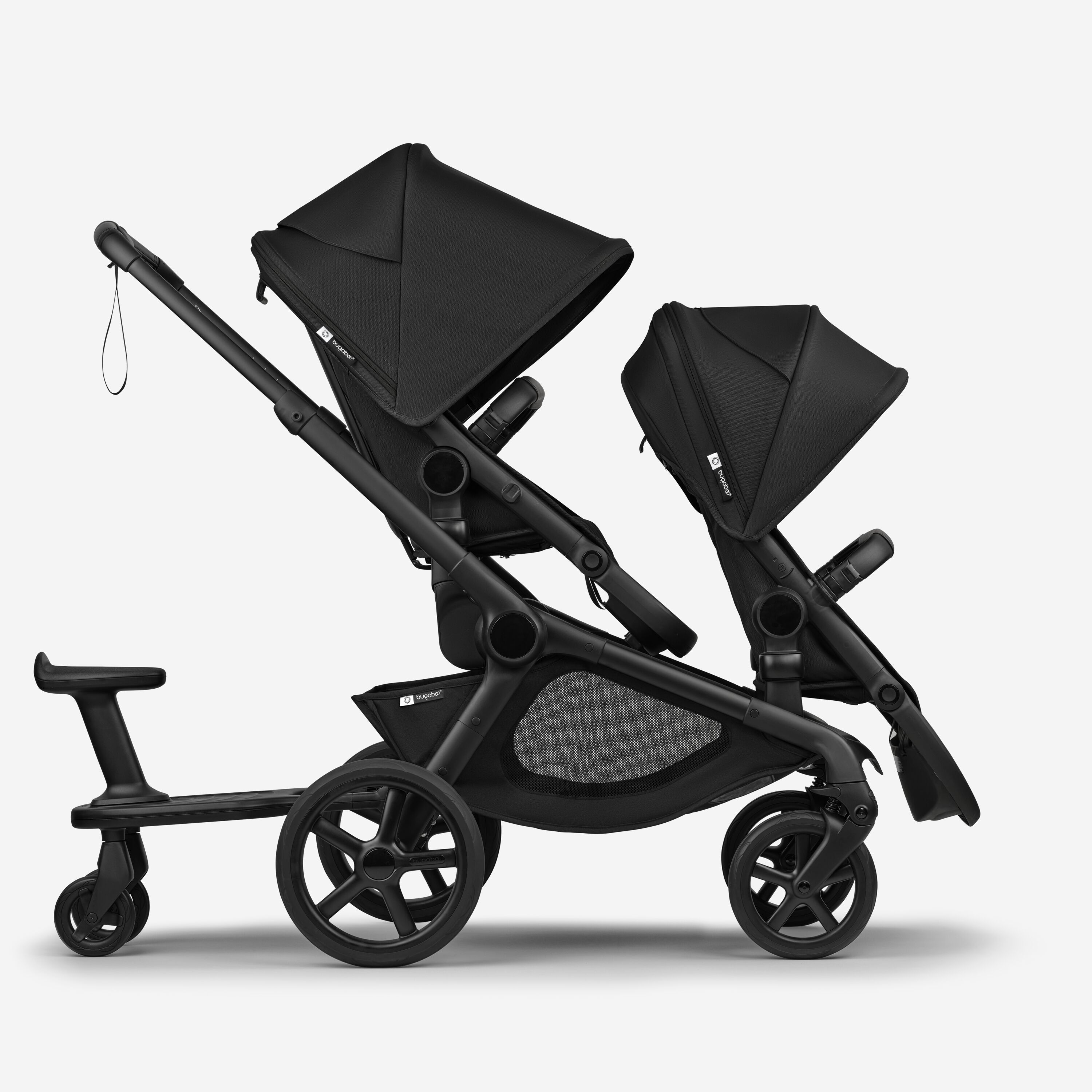 Bugaboo Kangaroo tandem pram black base, forest green fabrics, forest green sun canopy - Main Modal Image Slide 5 of 12