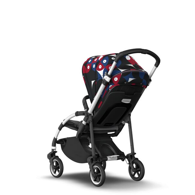 Bugaboo Bee 6 seat stroller aluminium base, grey fabrics, animal explorer red/blue sun canopy