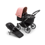 Bugaboo Donkey 5 Mono bassinet and seat stroller graphite base, midnight black fabrics, morning pink sun canopy