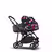 Bugaboo Bee 6 bassinet and seat stroller black base, grey fabrics, animal explorer red/blue sun canopy - Thumbnail Slide 3 of 6