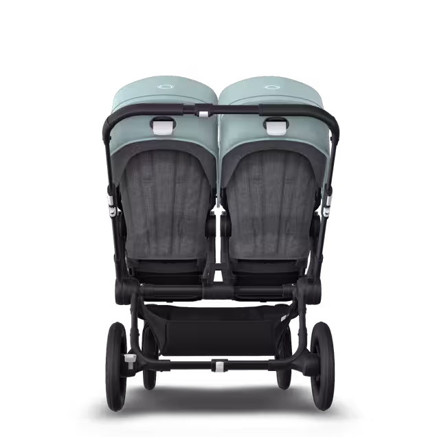 Bugaboo Donkey 3 Twin seat and carrycot pushchair vapor blue sun canopy, grey melange fabrics, black base - Main Image Slide 7 of 9