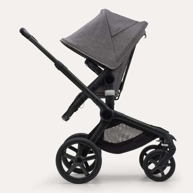 Bugaboo Fox 5 bassinet and seat stroller black base, grey melange fabrics, grey melange sun canopy - Main Image Slide 3 of 8