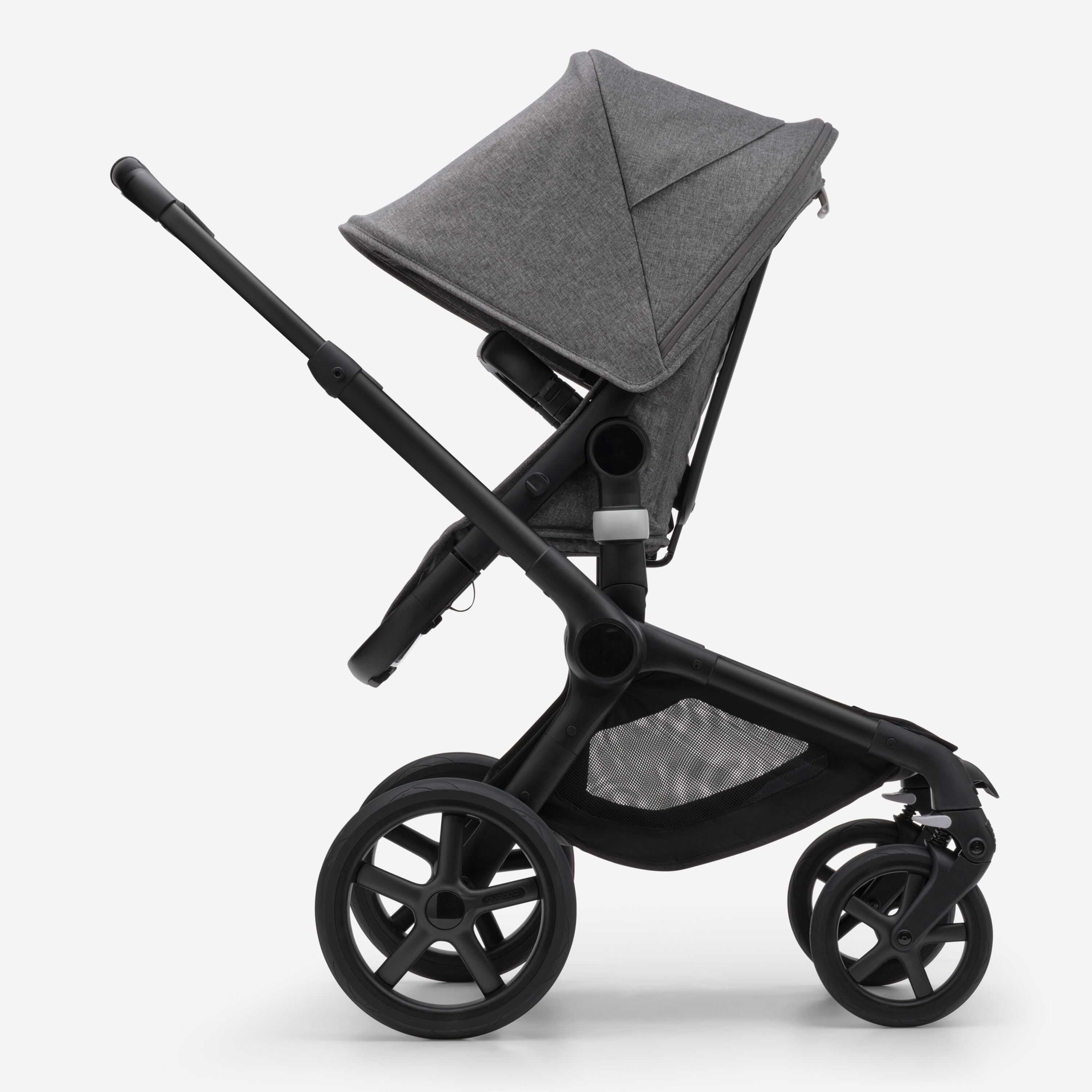 Bugaboo Fox 5 bassinet and seat stroller black base, grey melange fabrics, grey melange sun canopy - Main Modal Image Slide 3 van 8