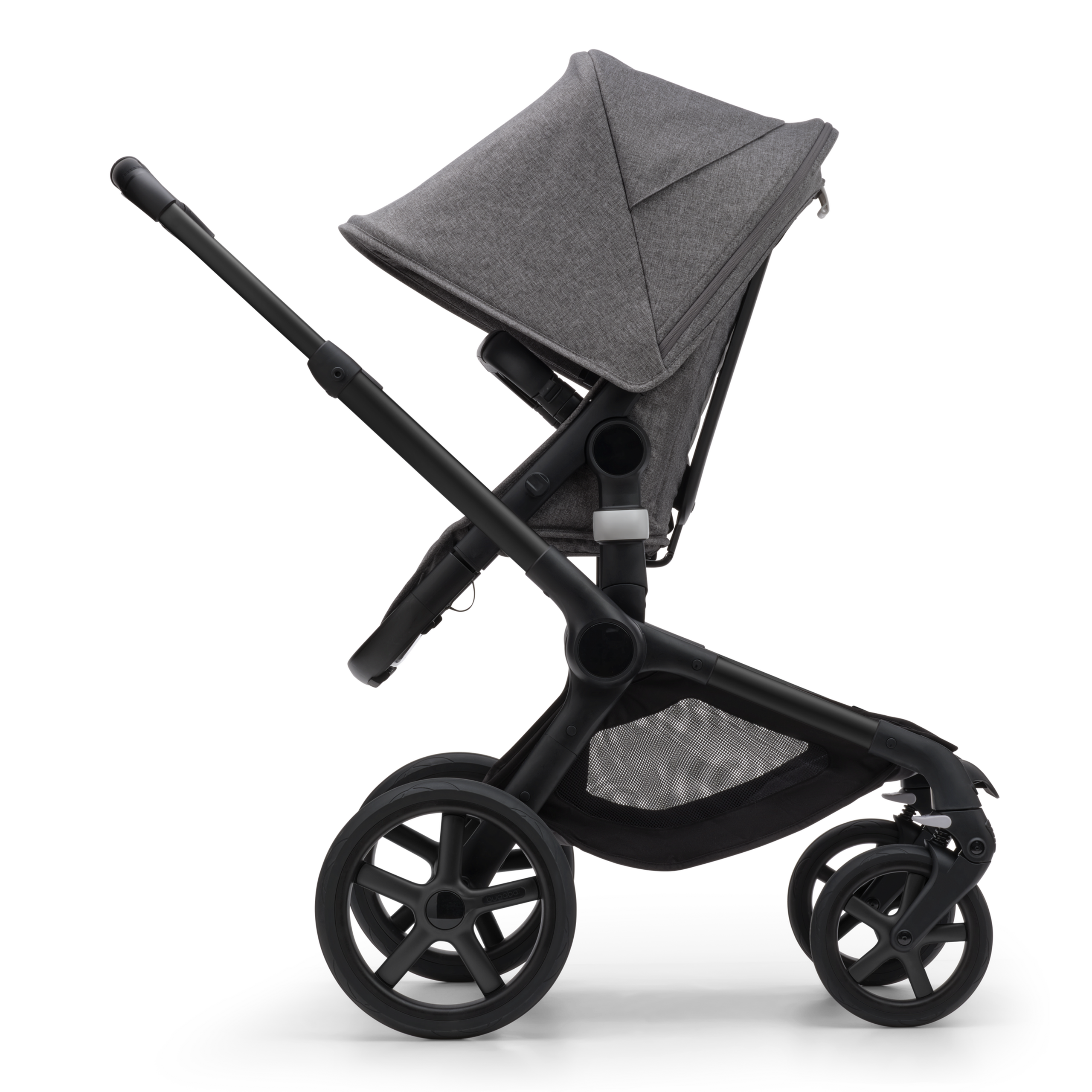 Bugaboo Fox 5 bassinet and seat stroller black base, grey melange fabrics, grey melange sun canopy - Thumbnail Slide 3 of 8