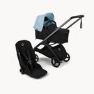 Bugaboo Dragonfly Plus 2-in-1 stroller graphite base, heritage black fabrics, skyline blue sun canopy