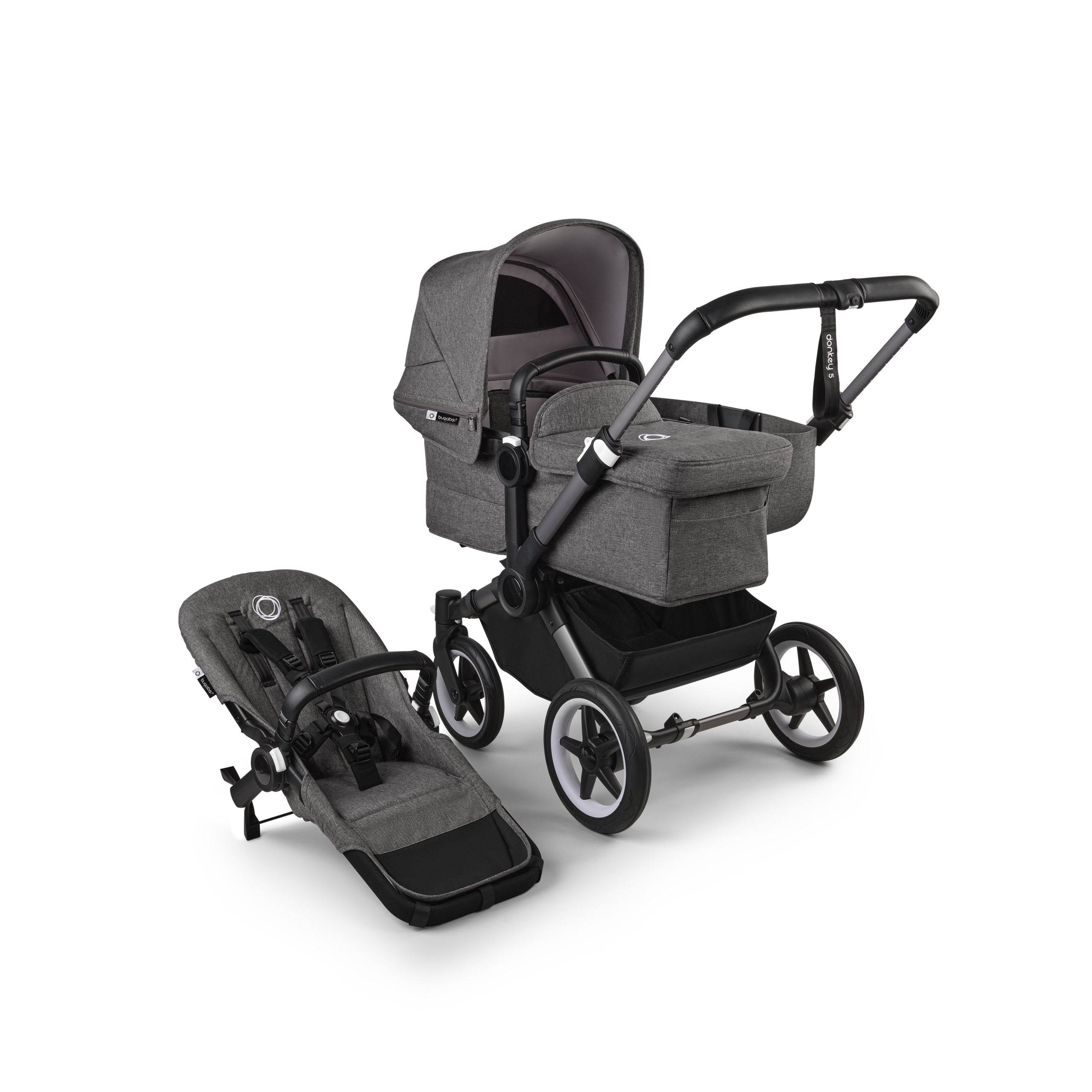 Refurbished Bugaboo Donkey 5 Mono complete UK GRAPHITE/GREY MÉLANGE-GREY MÉLANGE - Thumbnail Slide 1 of 9