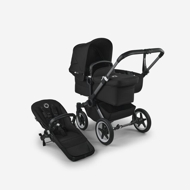 Bugaboo Donkey 5 Mono 2-in-1 stroller graphite base, midnight black fabrics, midnight black sun canopy - Main Image Slide 1 of 12