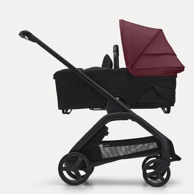 Bugaboo Dragonfly 2-in-1 stroller black base, midnight black fabrics, dark cherry red sun canopy - Main Image Slide 3 of 16